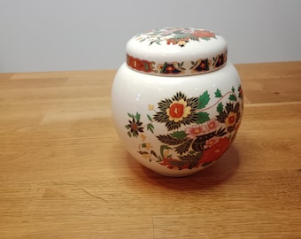Vintage Sadler Pottery Ginger Jar, Floral Lidded Pot, Staffordshire