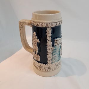 German Heidelberg Beer Stein / Mug, 0.5 L, Oktoberfest gift, home bar or pub decor, country cottage, 6 3/4&quot; high, West Germany, C & crown