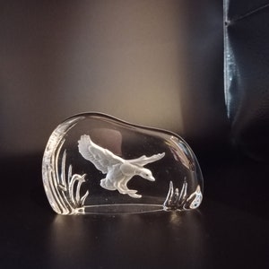 Elegant Wedgwood Watermarked, Crystal Glass Duck Paperweight, made in England, home office decor, English vintage piece
