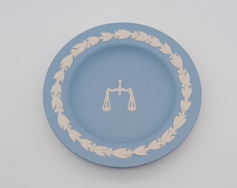 Vintage Wedgwood Blue Jasperware Zodiac series Libra sign pin dish, trinket dish, 11 cm, 4.3&quot;, Christmas stocking filler