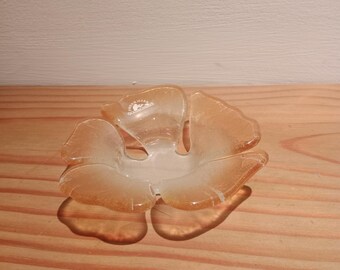 Glass decorative bowl floral shape, orange colour
