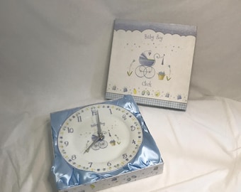 Baby Boy Blue Ceramic Plate Clock – Lesser & Pavey Nursery Decor