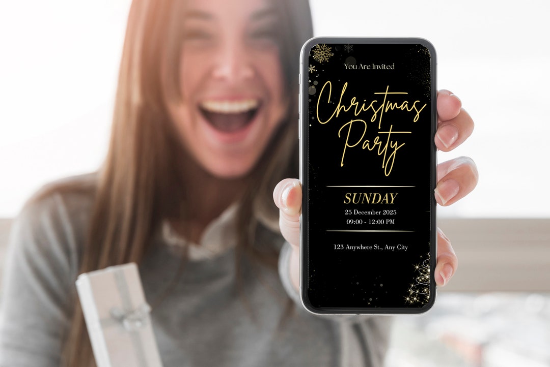 Editable Christmas Party Invitation Template, Christmas Tree Party