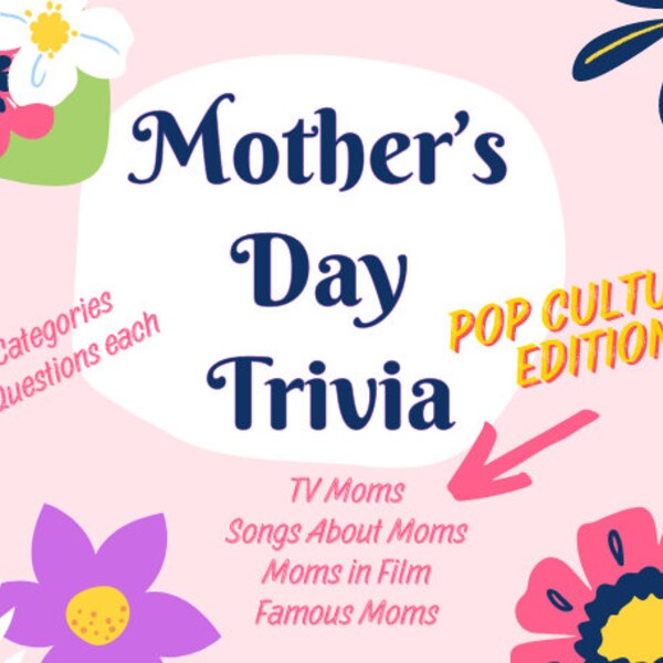Mother's Day Trivia *POP CULTURE EDITION* PowerPoint (60 Questions) for Screen Sharing with Answer Key and Answer Sheets