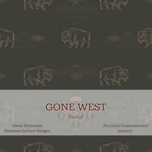 Green Aztec Bison Seamless Pattern | Western Buffalo | Cowgirl Cowboy Design (PNG)