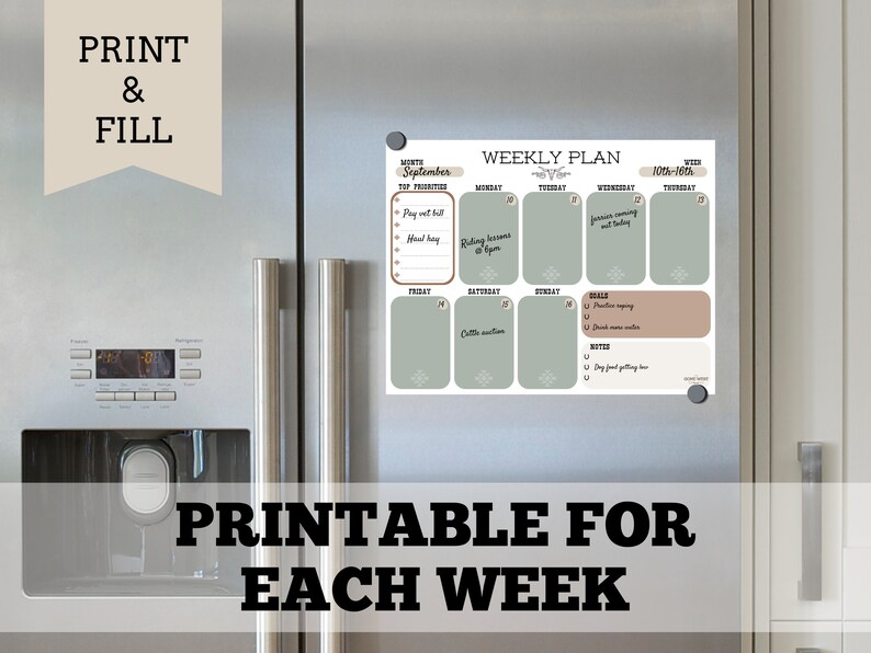 Printable Western Weekly Planner Etsy