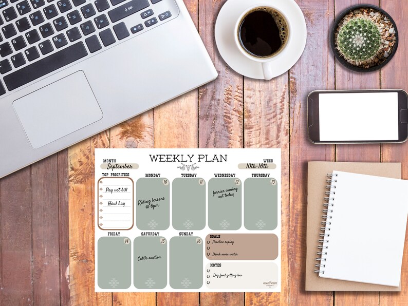 Printable Western Weekly Planner Etsy