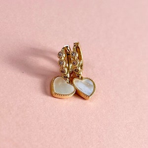 Brand New Dottilove 18ct Gold Plated Pearlescent Heart Drop Earrings - Etsy