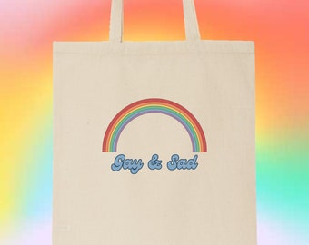 Torba bawełniana z płótna Gay & Sad LGBTQ Gay/Lesbian/Queer/Trans/Nonbinary Pride
