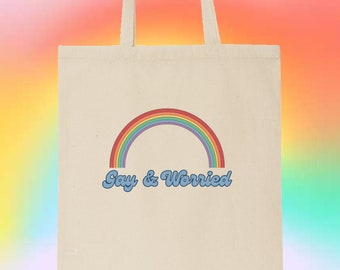 Torba bawełniana z płótna Gay & Worried LGBTQ Gay/Lesbian/Queer/Trans/Nonbinary Pride