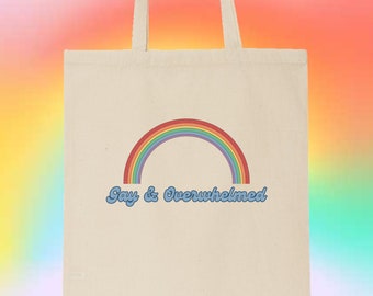 Torba bawełniana z płótna Gay & Overwhelmed LGBTQ Gay/Lesbian/Queer/Trans/Nonbinary Pride