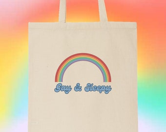 Torba bawełniana z płótna Gay & Sleepy LGBTQ Gay/Lesbian/Queer/Trans/Nonbinary Pride