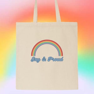 Borsa tote in tela di cotone Gay & Proud LGBTQ Gay/lesbiche/queer/trans/non binarie
