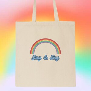 Gay & Shy LGBTQ Gay/Lesbian/Queer/Trans/Nonbinary Pride Cotton Canvas Tote Bag