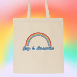 Borsa tote in tela di cotone Gay & Beautiful LGBTQ Gay/lesbiche/queer/trans/non binarie