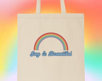 Torba bawełniana z płótna Gay & Beautiful LGBTQ Gay/Lesbian/Queer/Trans/Nonbinary Pride