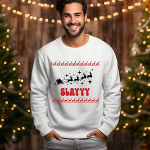Pride Gay Apparel Slay Christmas Holiday Sweater LGBTQ + Red Rentier