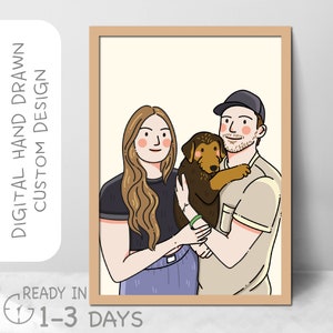 Family Portrait, Pet Portrait Digital Download, Custom Anime Drawing, Gift For Mom, personalized gift, couple portrait, Portrait From Photo