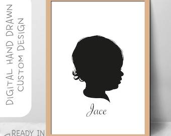 Custom Silhouette Portrait, Personalized Family Gift (Digital File)
