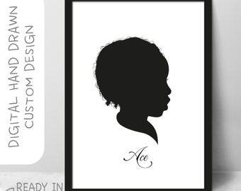 Custom Silhouette Portrait, Personalized Family Art (Digital File)