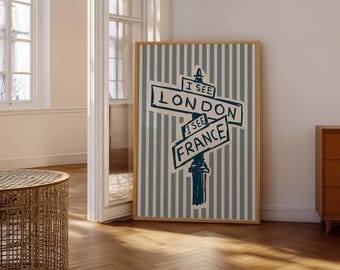 Funny Bathroom Print: I See London, Hand-Drawn Toilet Wall Art (Digital Download)