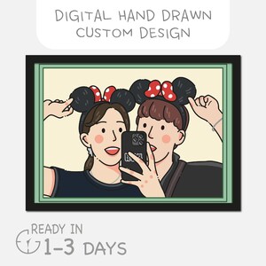 Custom Anime Couple Portrait, Cartoon Anime Caricature, Personalized, Anniversary, Wedding Gift, Valentines day Gift, Drawing from Photo
