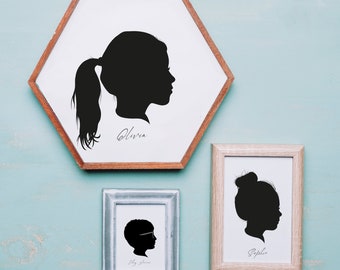 Custom Silhouette Portrait, Personalized Family Keepsake (Digital File)
