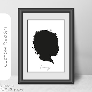 Custom Silhouette Portrait Print, Classic Family Portraits Gallery Wall Decor, Children Nursery Personalized Name Art, Parent Birthday Gift