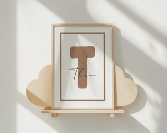 Personalized Initial Nursery Print | Minimalist Kids Room Decor (Digital Download)