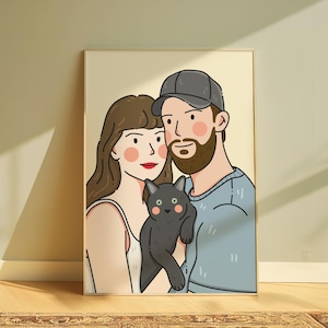 Benutzerdefinierte Familien Porträt, Cartoon Anime, personalisiert, Jahrestag, Hochzeitsgeschenk, Valentinstag Geschenk, Zeichnung vom Foto, handgezeichnetes Porträt
