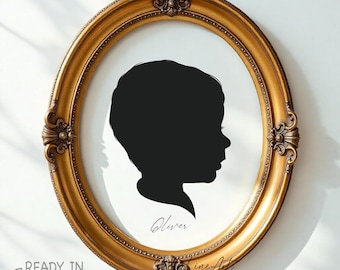 Custom Profile Silhouette Portrait, Personalized Family Gift (Digital File)