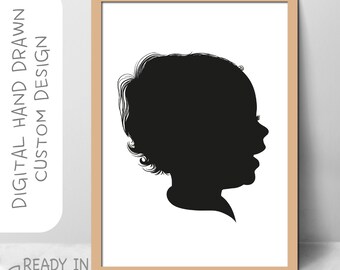 Custom Silhouette Portrait, Personalized Family Keepsake (Digital File)