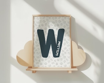 Personalized Initial Name Print | Nursery Kids Wall Art (Digital Download)