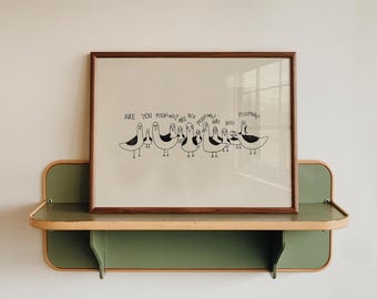 Funny Seagull Bathroom Print, Quirky Animal Humor Decor (Digital Download)