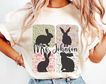 Custom Teacher Easter Shirt, Easter Teacher Tee, Teacher Easter Shirt, Teacher Bunny Shirt, Teacher Name Shirt, Comfort Colors® teach tshirt