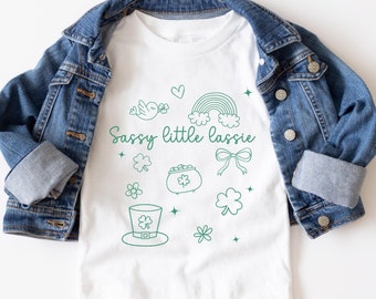 Sassy Little Lassie Toddler Girl Shirt, St. Patrick's Day Girls Shirt,  Funny Irish Toddler Shirt Funny St. Patrick's Day Girls Gift