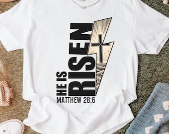 Comfort Colors® He Is Risen Easter Shirt, Christian Easter shirt, Religious Easter tShirt, Faith Shirt, Easter Shirts for Women, Easter Tee