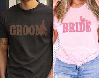 Western Bride Shirt, Country Bride Shirt, Bride and Groom Shirt, Wedding Shirt, Bride Groom Shirt Set, Bride and Groom To Be Shirts