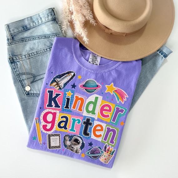 Space Kindergarten Teacher Shirt, Retro Teacher Tee, Back To School Gift, Kindergarten Teacher Tshirt, Space Teacher Shirt, Teacher Gift