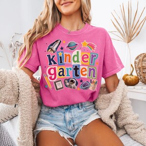 Space Kindergarten Teacher Shirt, Retro Teacher Tee, Back To School Gift, Kindergarten Teacher Tshirt, Space Teacher Shirt, Teacher Gift Crunchberry