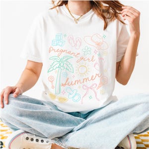 Komfortowe kolory Koszula letnia dla ciężarnej dziewczyny, koszulka z okazji ciąży, ogłoszenie ciąży, koszulka dla nowej mamy, prezent na baby shower, top dla przyszłej mamy