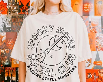 Spooky Moms Club Shirt, Comfort Colors Halloween mom Shirt, Halloween Aesthetic Tee, Cozy Mom Shirt, Autumn Mom Shirt, fall gift for mom