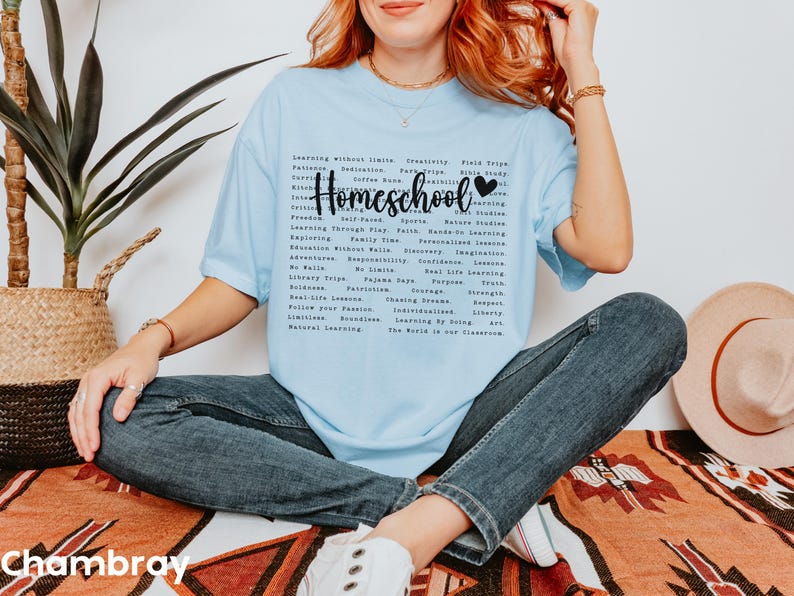 Homeschool mom shirt, comfort colors® home school tee, homeschool mama gift, homeschool tshirt, gift for homeschool mom, Home School Teacher Chambray