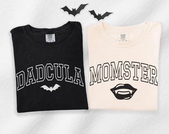 Momster And Dadcula Shirts, Matching Halloween Mom And Dad Shirts, Comfort Colors Halloween Tees, Halloween Couple tee, funny Family Shirts