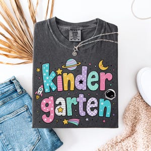 Space Kindergarten Teacher Shirt, Retro Teacher Tee, Back To School Gift, Kindergarten Teacher Tshirt, Space Teacher Shirt, Teacher Gift Pepper