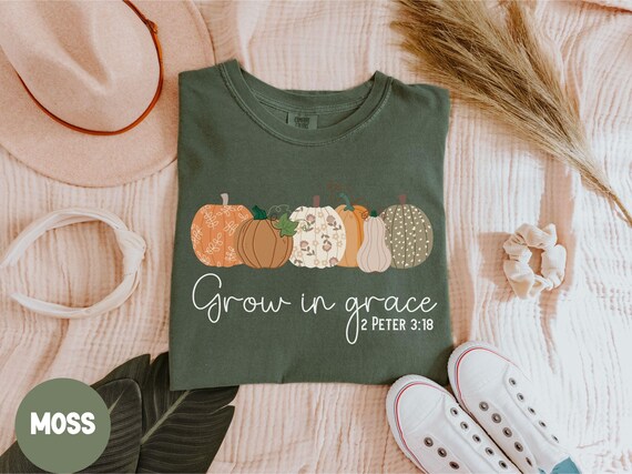 Christian fall shirt, grow in grace shirt, comfort colors fall tshirt, autumn t-shirt, Thanksgiving tee, Pumpkin Patch Shirt