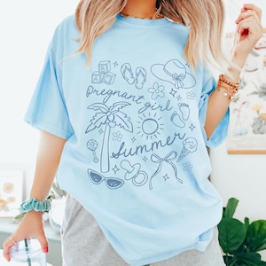 Komfortowe kolory Koszula letnia dla ciężarnej dziewczyny, koszulka z okazji ciąży, ogłoszenie ciąży, koszulka dla nowej mamy, prezent na baby shower, top dla przyszłej mamy