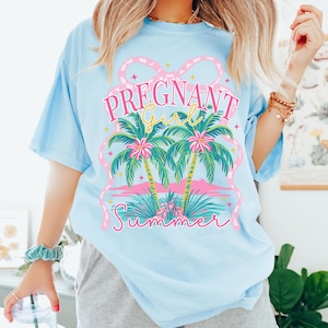 Komfortowe kolory Koszula letnia dla ciężarnej dziewczyny, koszulka z okazji ciąży, ogłoszenie ciąży, koszulka dla nowej mamy, prezent na baby shower, top dla przyszłej mamy