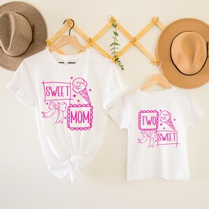 Chemise d&#39;anniversaire crème glacée, chemise d&#39;anniversaire deux douces, chemises d&#39;anniversaire assorties pour la famille, t-shirt maman crème glacée, chérie, t-shirt trois crèmes glacées sucrées