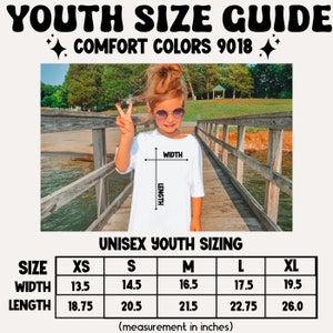 K&ouml;nnte beinhalten: Unisex-Gr&ouml;&szlig;entabelle f&uuml;r Jugendliche mit Ma&szlig;en in Zoll f&uuml;r Breite und L&auml;nge von T-Shirts in den Gr&ouml;&szlig;en XS, S, M, L und XL.
